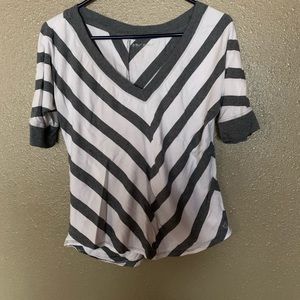 Betsey Johnson Striped V-Neck Tee